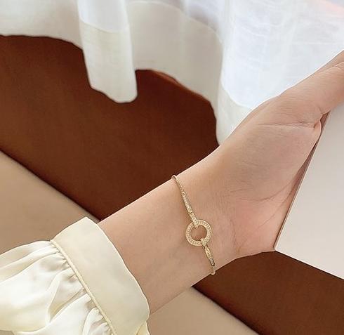 Golden zircon adjustable bracelet for women's niche design, high-end bracelet, Korean version, internet celebrity, minimalist couple best friend bracelet