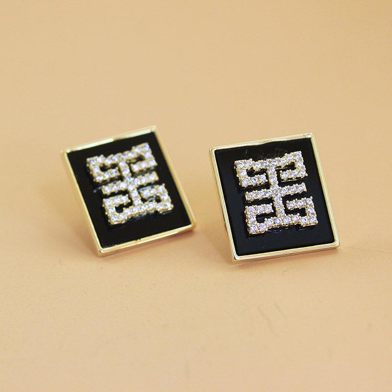 2021 New Summer Black Acrylic Earrings for Japanese and Korean Women 925 Pure Silver stud post Micro Diamond Anti Allergy Earrings