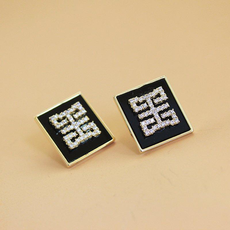 2021 New Summer Black Acrylic Earrings for Japanese and Korean Women 925 Pure Silver stud post Micro Diamond Anti Allergy Earrings