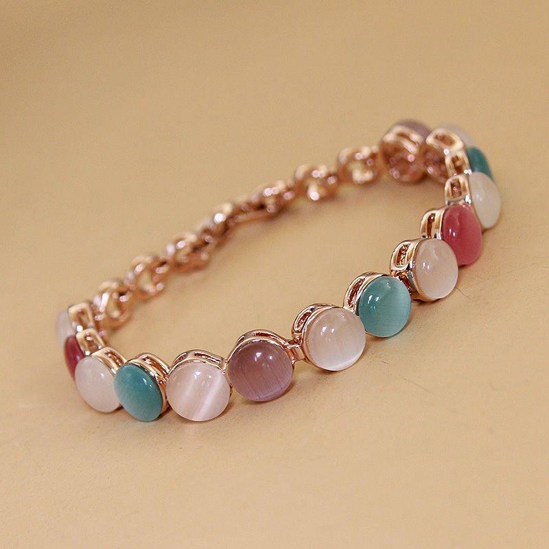 Authentic European and American style cat eye stone bracelet, women's accessories, high-end plated 18K gold bracelet decoration