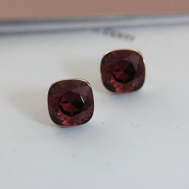 Bila exquisite, simple, versatile, high-end crystal anti allergy earrings, female super fairy OL temperament earrings, trendy