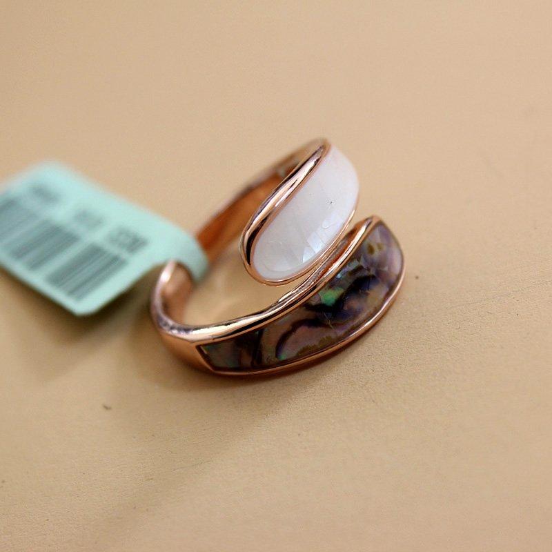 Billa Fashion Natural Shell Ring Women's Cold Wind Rose Gold Colorful Shell Food Ring Jewelry Trend
