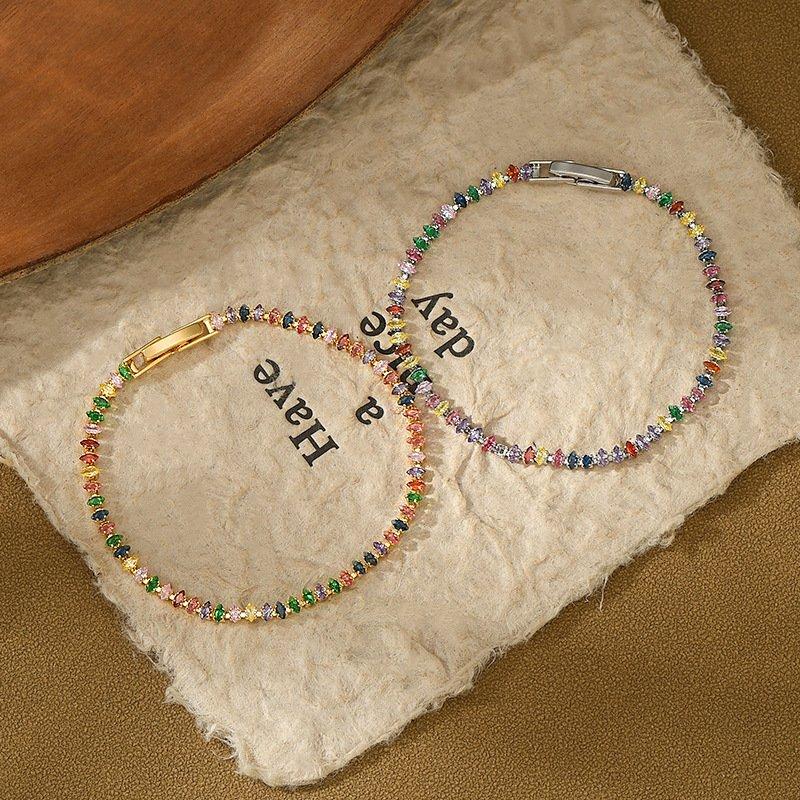 Korean Designer Color Zircon Bracelet for Women - 2025 New Arrival, Simple and Versatile Fashion Jewelry