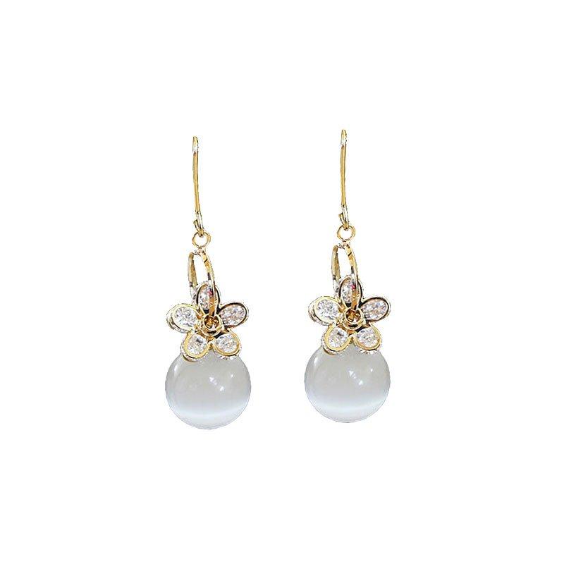 Retro Wind Moon Light Stone Earrings Summer Small Fresh Flower Crystal Earrings Girl Heart Forest Series Tassel Earrings Fashion
