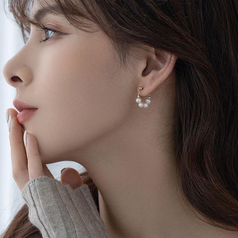 S925 Silver stud post Baroque Freshwater Pearl Earrings for Women, High Grade, Light Luxury Earrings, Natural Handmade Style, Earrings, Trendy