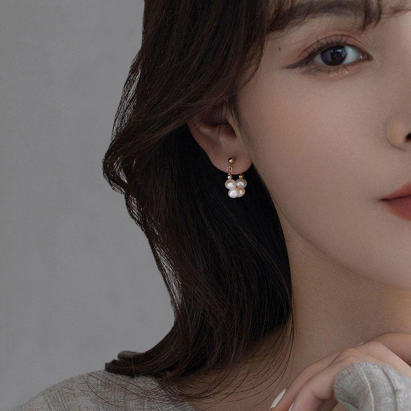 S925 Silver stud post Baroque Freshwater Pearl Earrings for Women, High Grade, Light Luxury Earrings, Natural Handmade Style, Earrings, Trendy