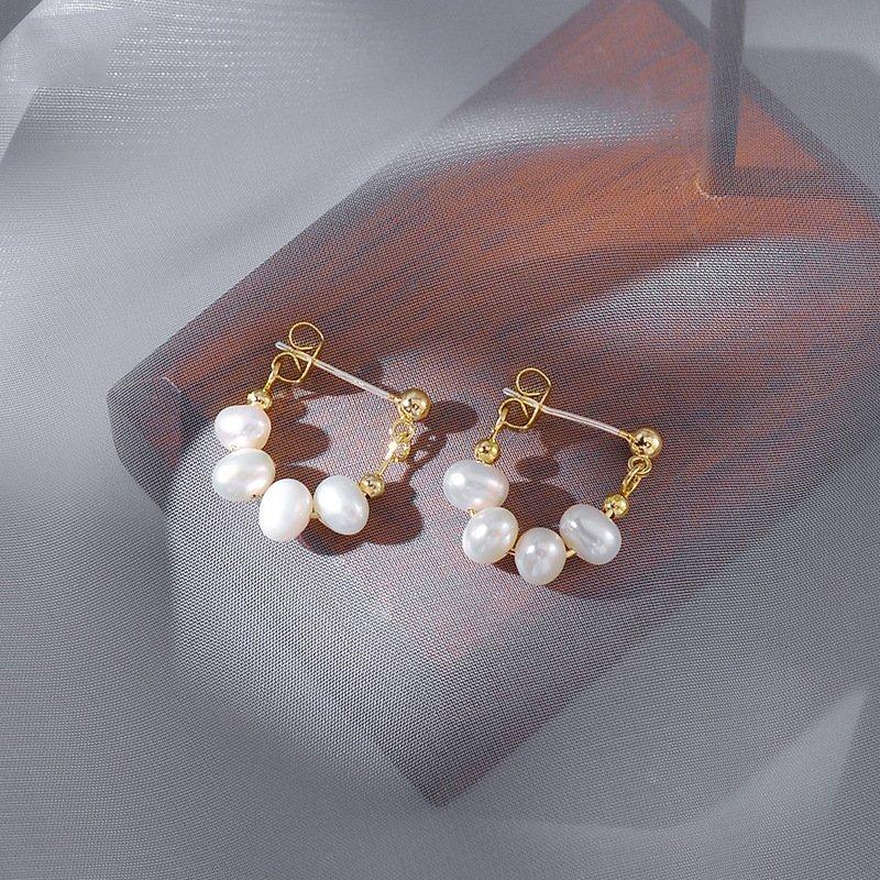 S925 Silver stud post Baroque Freshwater Pearl Earrings for Women, High Grade, Light Luxury Earrings, Natural Handmade Style, Earrings, Trendy
