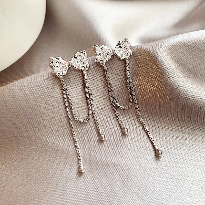 Bow Long Tassel Earrings for Women | Light Luxury High-End 2025 Popular Style | Temperament Ear Accessories
