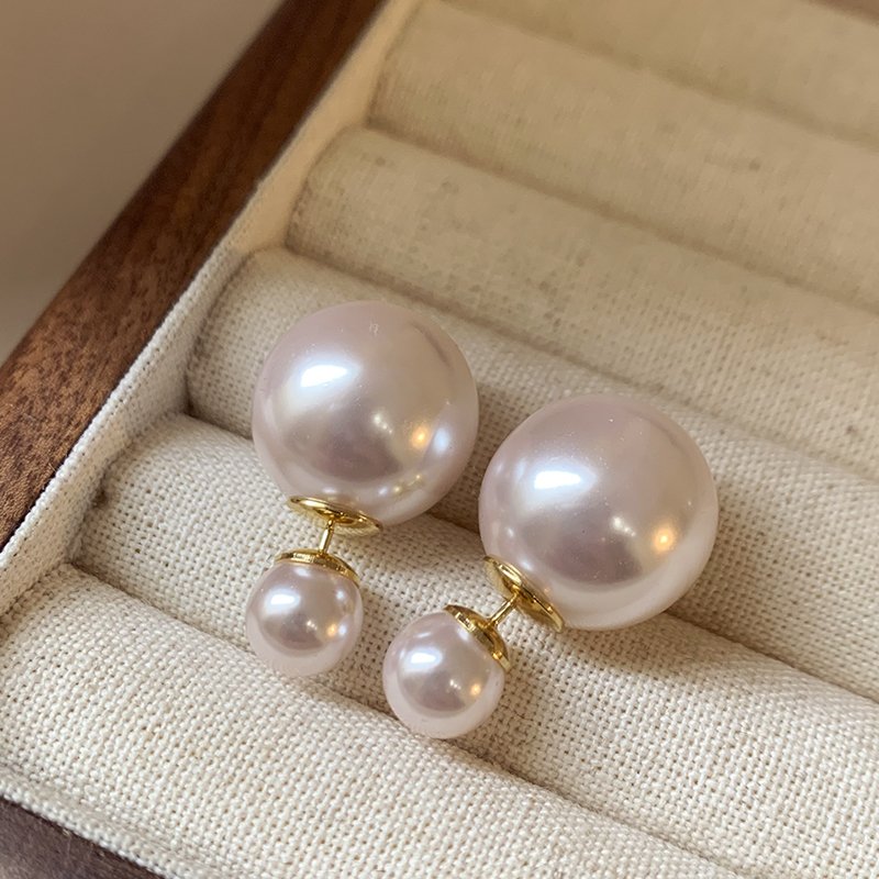 Double sided pearl earrings for women's light luxury unique temperament earrings 2024 new popular high-end ear accessories
