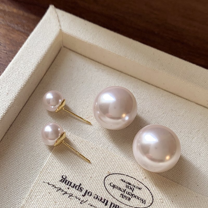 Double sided pearl earrings for women's light luxury unique temperament earrings 2024 new popular high-end ear accessories