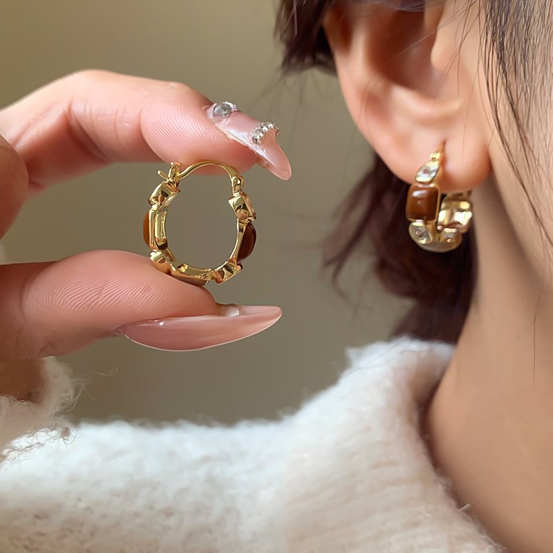 Melad Coffee Color Ear Buckle for Women 2024 New Popular Style Elegant Earrings Light Luxury Premium Unique Earrings