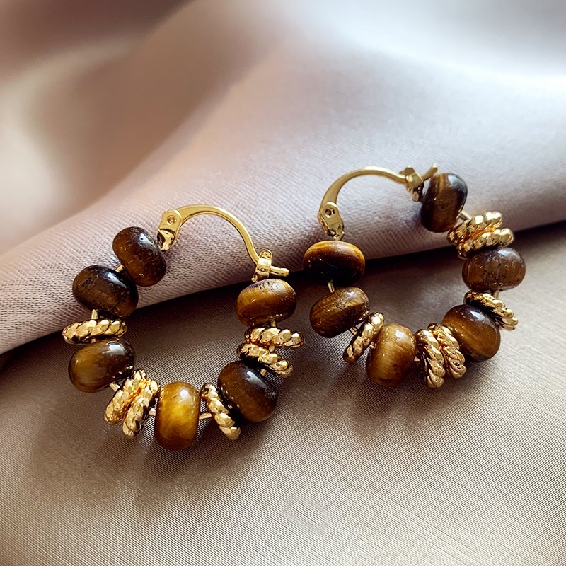 Melad Tiger Eye Stone Retro Earrings 2024 New Popular High end Earrings with Female Temperament Earrings and Unique Earrings