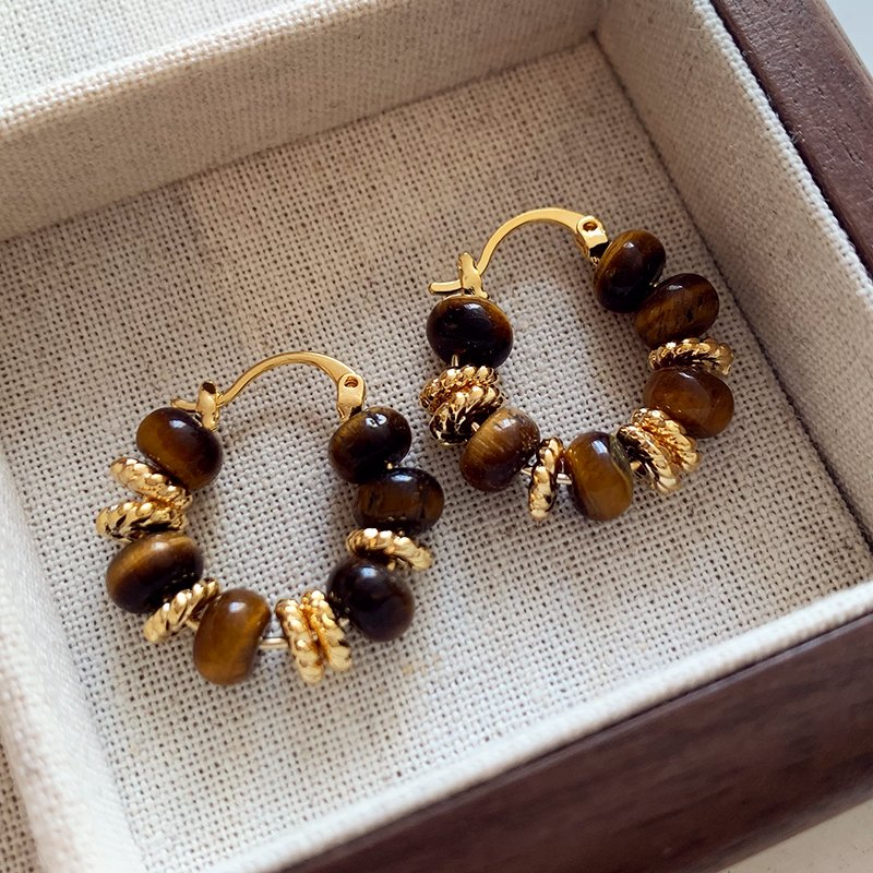 Melad Tiger Eye Stone Retro Earrings 2024 New Popular High end Earrings with Female Temperament Earrings and Unique Earrings