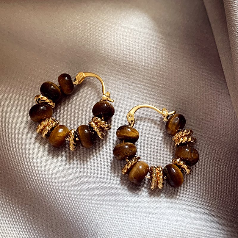 Melad Tiger Eye Stone Retro Earrings 2024 New Popular High end Earrings with Female Temperament Earrings and Unique Earrings