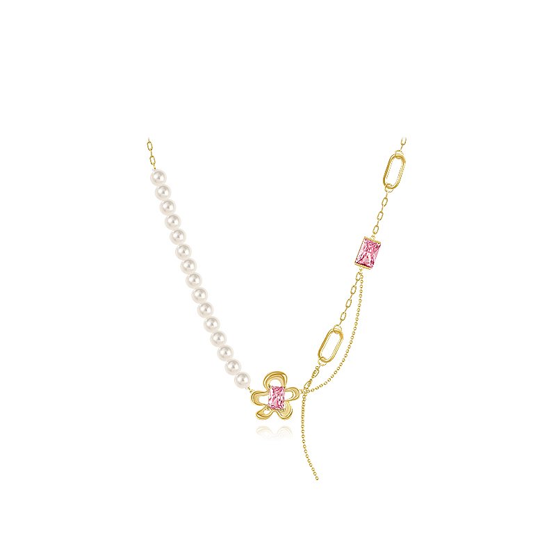 Original Bauhinia Flower Pearl Necklace Women's Pendant 2024 New Jewelry Neck Chain Light Luxury Niche Clavicle Chain Accessories