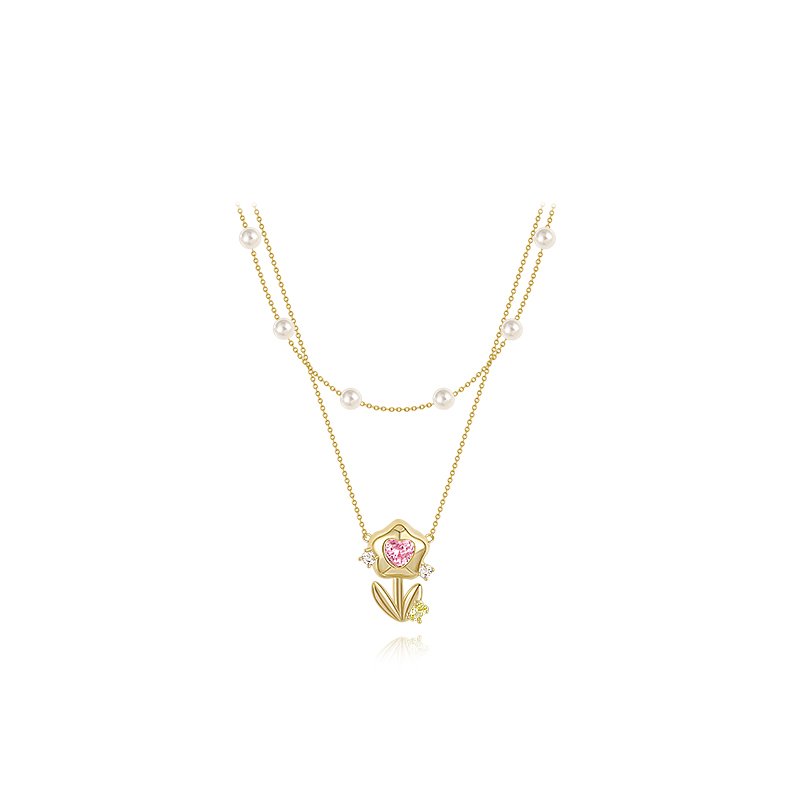Original Love Flower Necklace for Women 2024 New Jewelry Pearl Neck Chain Light Luxury Niche Clavicle Chain Accessories