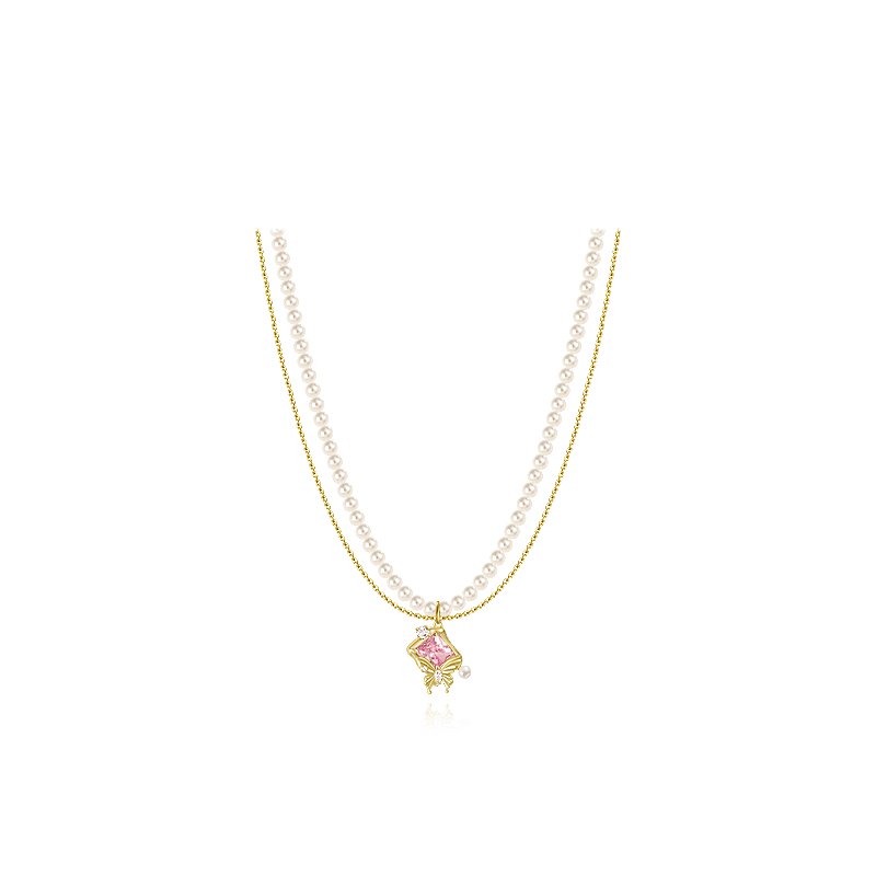 Original Qimeng Butterfly Pearl Necklace Women's Jewelry Pendant 2024 New Neckland Light Luxury Niche Clavicle Chain Accessories