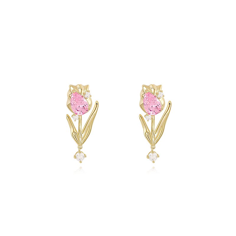 Original tulip temperament earrings for women 2024 new popular high-end earrings niche unique artistic earrings
