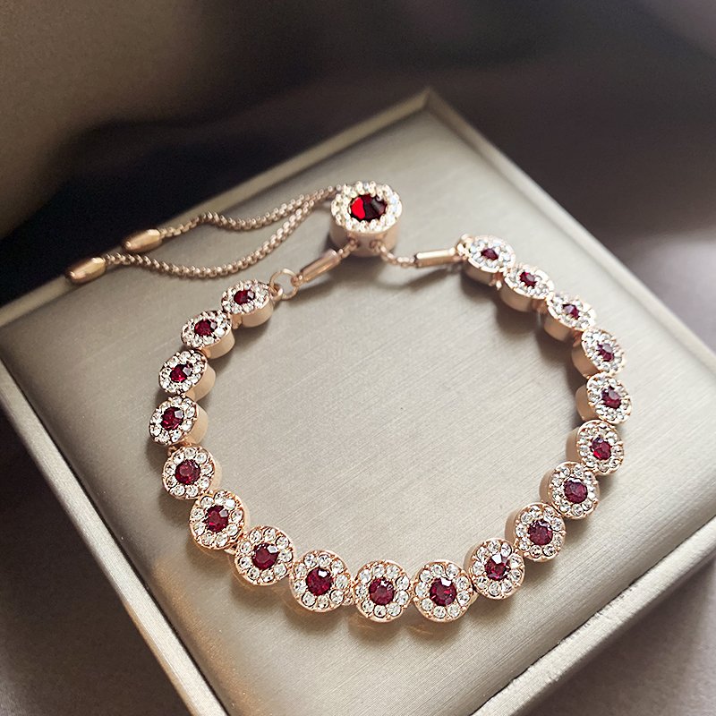 Red Retro Crystal Bracelet for Women - Exquisite and Luxurious 2025 High-End Jewelry