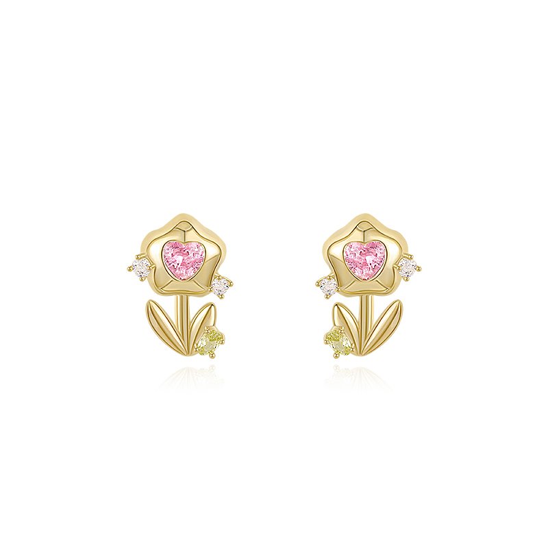 Zircon heart-shaped flower earrings for women in 2024, new and popular, high-end and exquisite earrings, elegant and atmospheric ear accessories