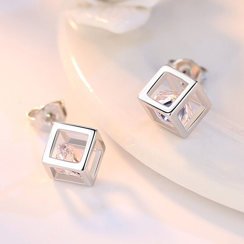 S925 Silver Ear Nail Women's New Trendy Style Internet Celebrity Earrings Simple Cold Style Small Anti Allergy Popular Ear Accessories