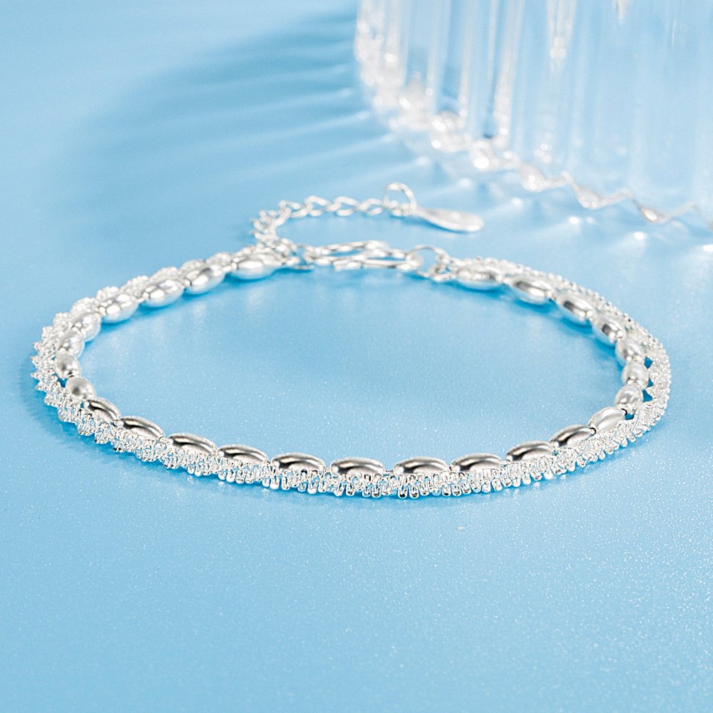 S925 Silver Starry Sky Bracelet Women's Style Versatile Water Wave Chain Non fading Personalized Double layer Bracelet Trendy Chain