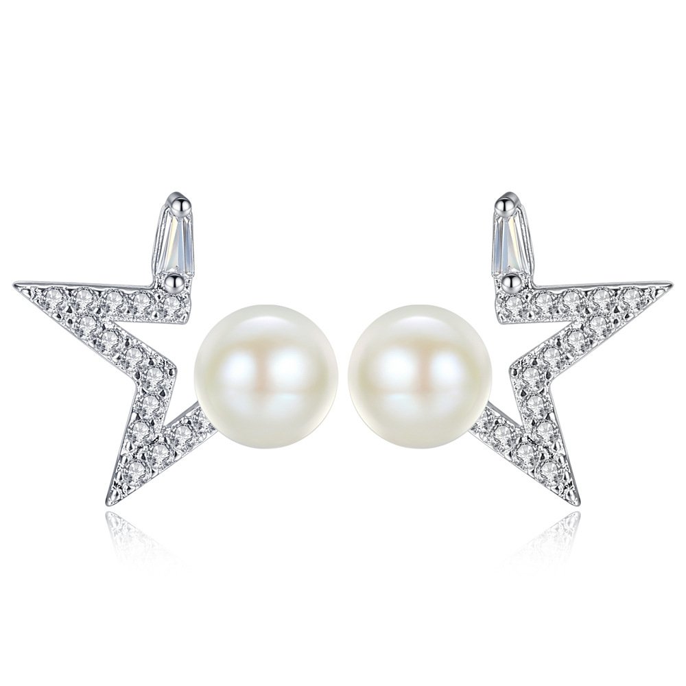 S925 pure silver pearl earrings for women, simple and fashionable pearl earrings, round personalized anti allergic ear buckle, tassel earrings