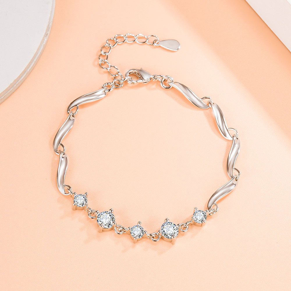 S925 silver bracelet, women's simple diamond inlaid bell bracelet, non fading fashionable love couple bracelet, internet famous jewelry