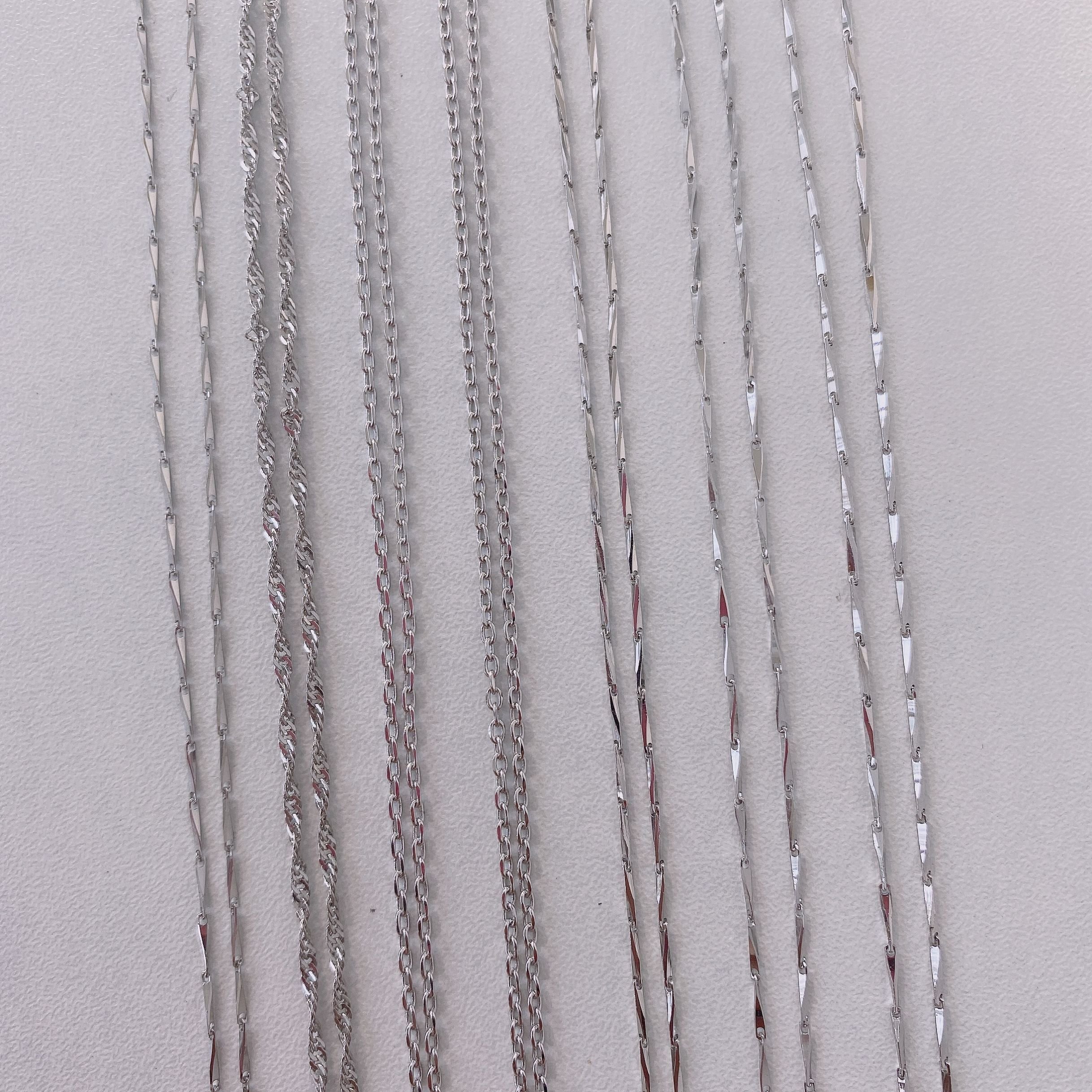 S925 silver necklace for women, simple without pendant, bare chain, geometric collarbone chain, melon seed chain accessory, matching chain, single chain accessory
