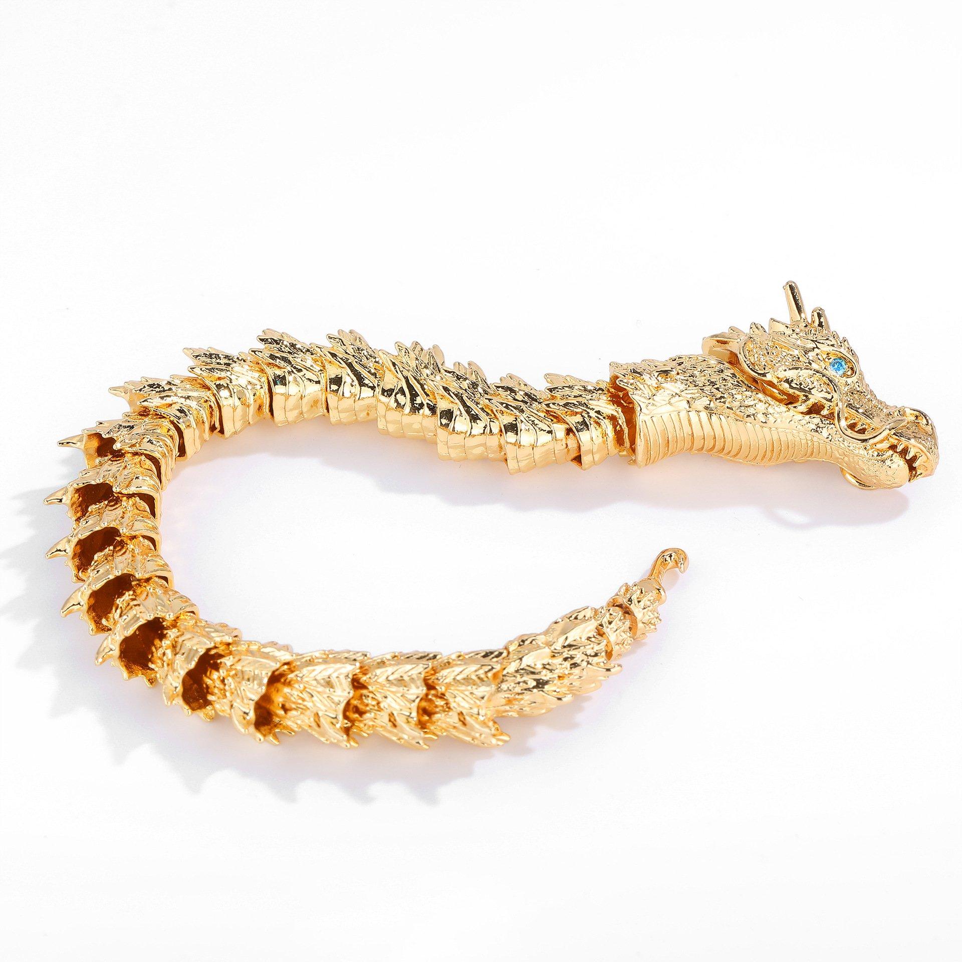 S925 Silver Dragon Bone Chain Three Dimensional Dragon Bracelet Men's Style Mighty Dragon Head Handsome Personality High Beauty