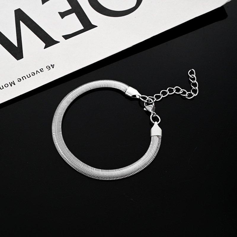 S925 Silver Snake Bone Bracelet for Men and Women - Cold Style, Simple & Versatile Couple Chain Jewelry