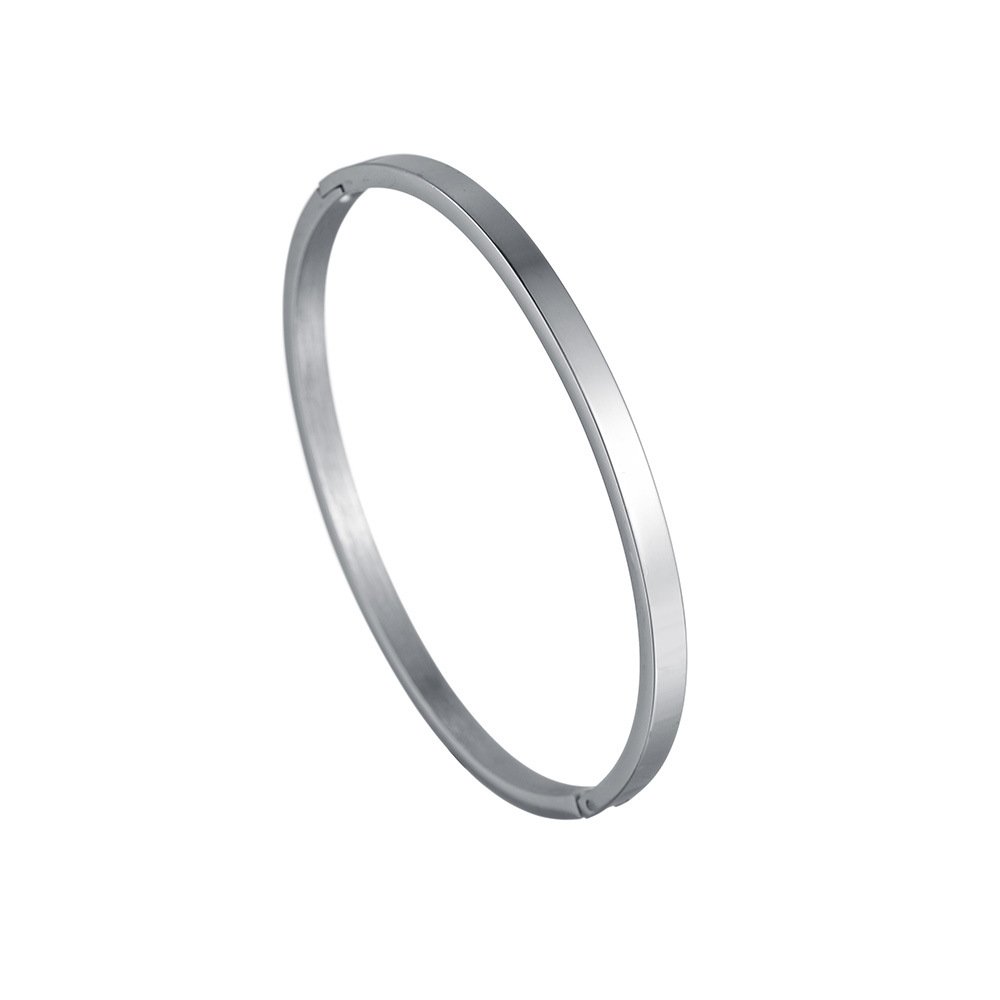 European and American Simple Smooth Buckle Bracelet Cold Wind 4mm 6mm Wide Gold Plated Couple Stainless Steel Bracelet Bracelet
