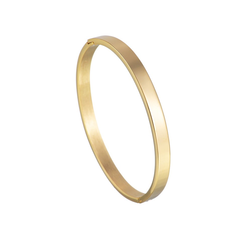 European and American Simple Smooth Buckle Bracelet Cold Wind 4mm 6mm Wide Gold Plated Couple Stainless Steel Bracelet Bracelet