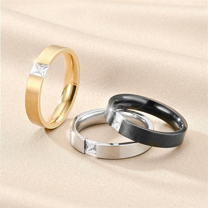 European and American fashion zircon titanium steel ring women's Korean version simple temperament couple's ring source