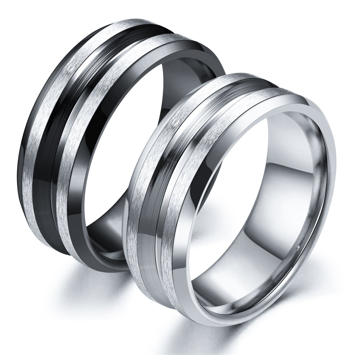 European and American men's personalized explosive titanium steel frosted groove ring 8MM wide face non fading ring accessory