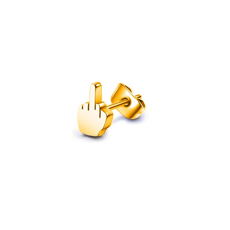 European and American minimalist men's and women's titanium steel punk earrings, fashionable hip-hop cross earrings, finger earrings, piercing accessories