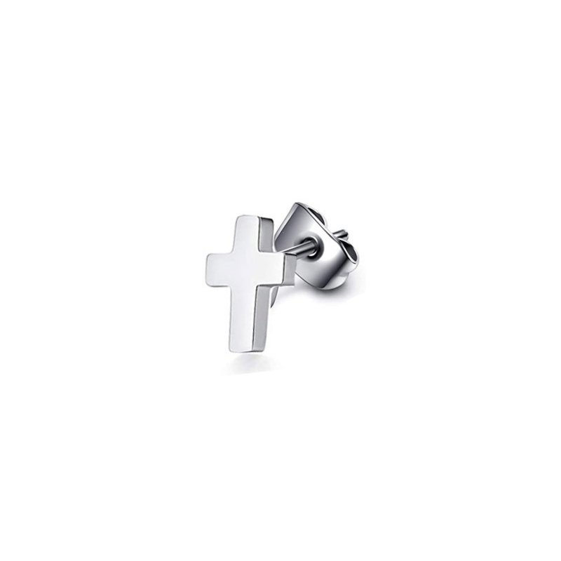 European and American minimalist men's and women's titanium steel punk earrings, fashionable hip-hop cross earrings, finger earrings, piercing accessories