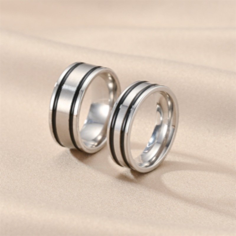 European and American retro titanium steel drop glazed ring business classic men's ring couple pairing ring