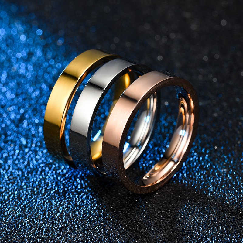 Korean version simple 4MM smooth surface ring ins titanium steel couple ring women's European and American versatile trendy jewelry