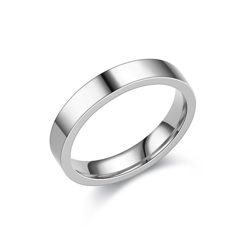 Korean version simple 4MM smooth surface ring ins titanium steel couple ring women's European and American versatile trendy jewelry