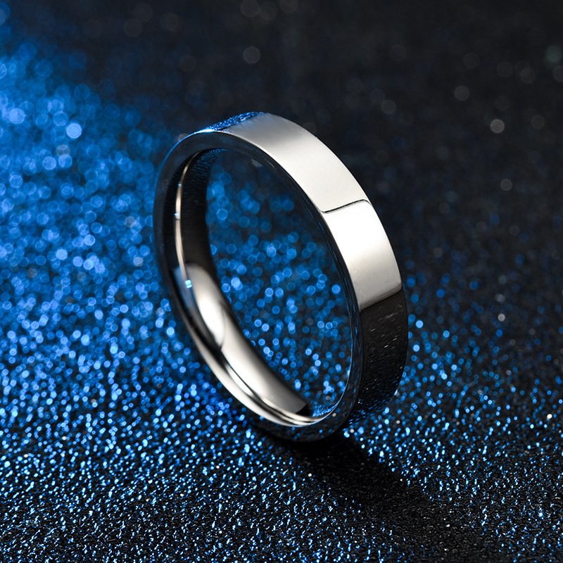 Korean version simple 4MM smooth surface ring ins titanium steel couple ring women's European and American versatile trendy jewelry