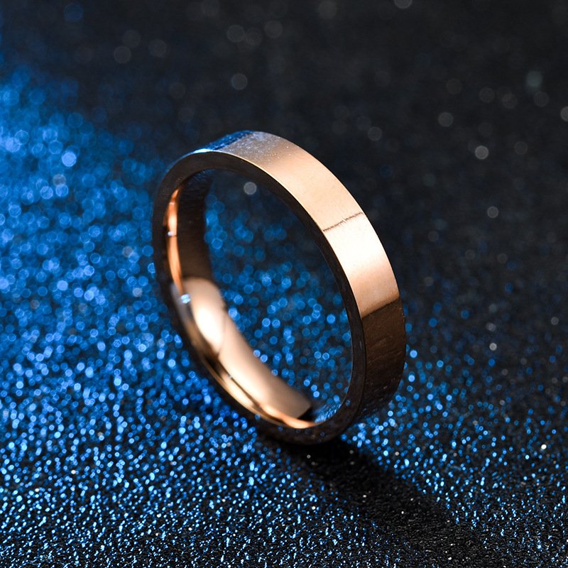 Korean version simple 4MM smooth surface ring ins titanium steel couple ring women's European and American versatile trendy jewelry
