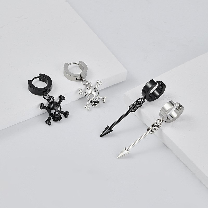 Korean version skull stainless steel ear studs, personalized earrings, titanium steel ear studs, earrings, and earrings