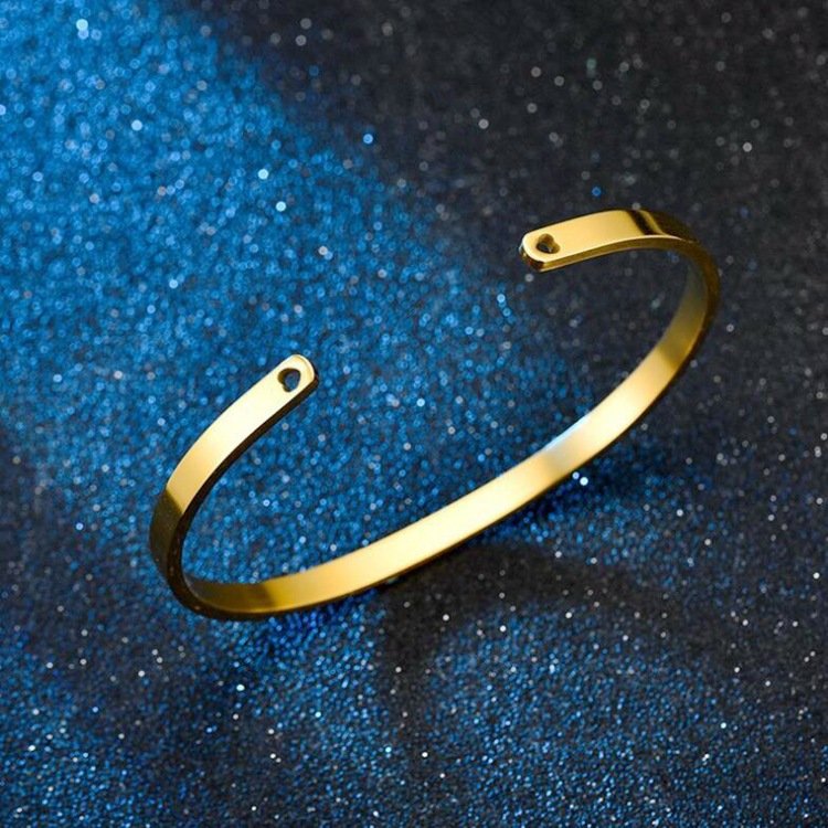 Stainless steel bracelet with C-shaped opening titanium steel bracelet, adjustable bracelet, personalized LOGO engraved bracelet