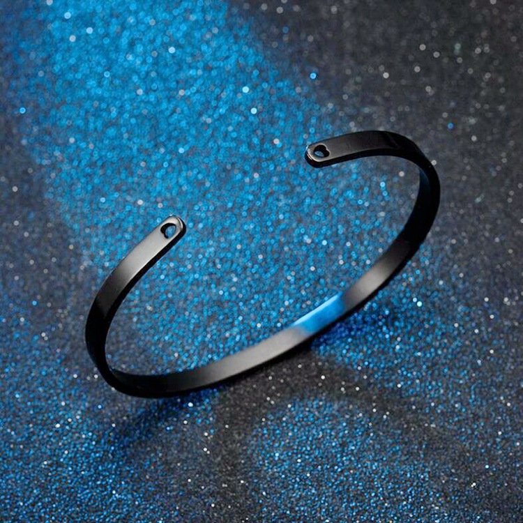 Stainless steel bracelet with C-shaped opening titanium steel bracelet, adjustable bracelet, personalized LOGO engraved bracelet