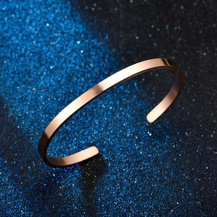 Stainless steel bracelet with C-shaped opening titanium steel bracelet, adjustable bracelet, personalized LOGO engraved bracelet