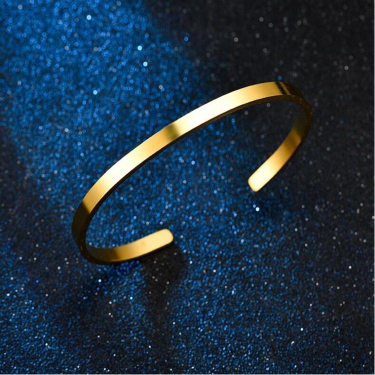 Stainless steel bracelet with C-shaped opening titanium steel bracelet, adjustable bracelet, personalized LOGO engraved bracelet