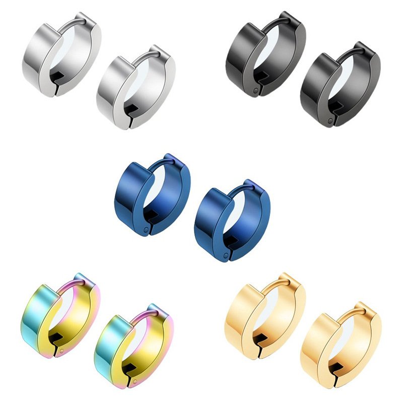 Titanium steel earrings for men, black earrings, Korean fashion earrings, single couple, double-sided ear buckles, ear rings, female