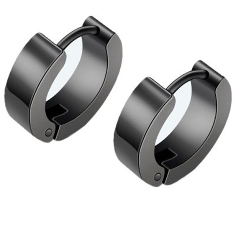 Titanium steel earrings for men, black earrings, Korean fashion earrings, single couple, double-sided ear buckles, ear rings, female