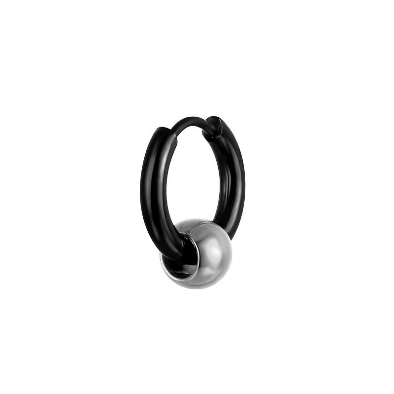 Titanium steel earrings with personalized round thread and ball for men, stainless steel ear bone buckle, trendy accessories, versatile Korean version earrings